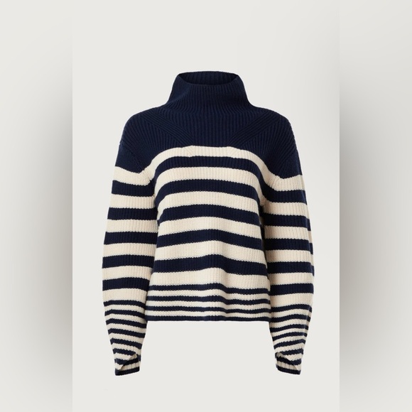 EUC - Derek Lam Sweater Navy and Cream Stripe Knit - Picture 2 of 13